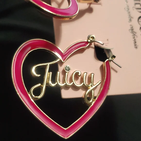 Juicy Couture Pink Heart Hoop Earrings💗 - Picture 2 of 4